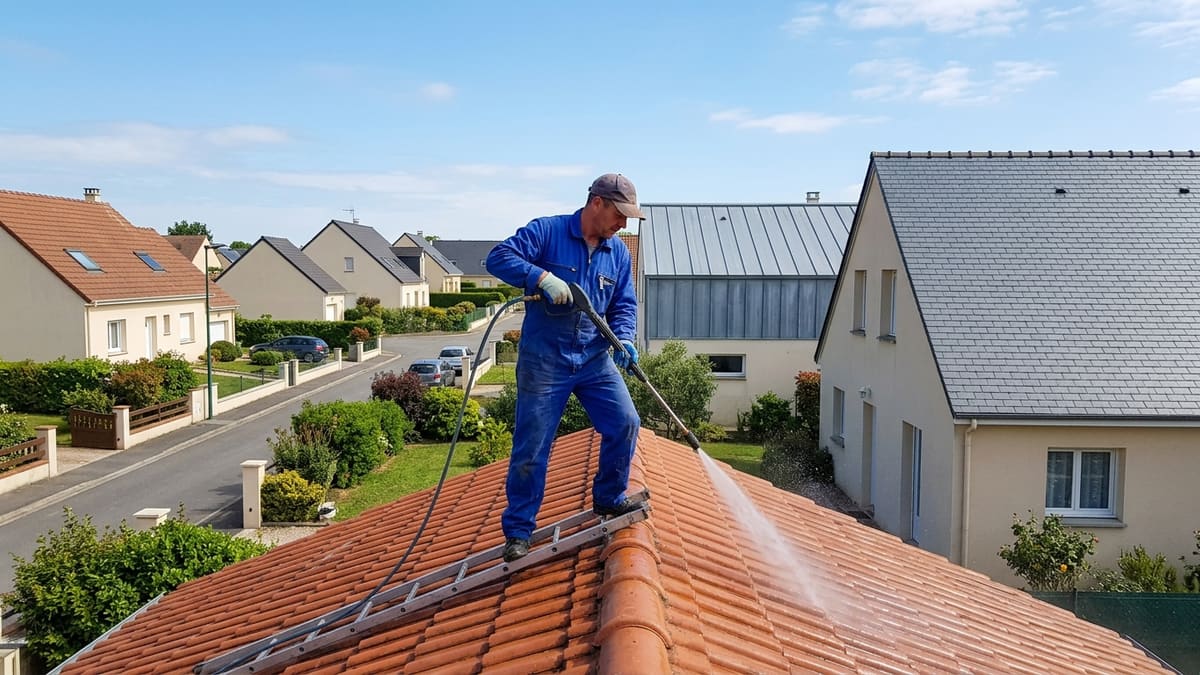 Prix moyen démoussage toiture au m² selon le matériau